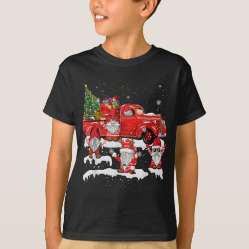 Merry Christmas Santa Gnome with Red Truck Gnomes T_Shirt