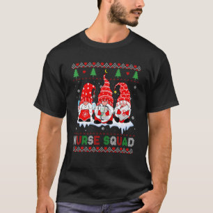 Merry Christmas Santa Gnomes Nurse Squad Ugly Xmas T-Shirt