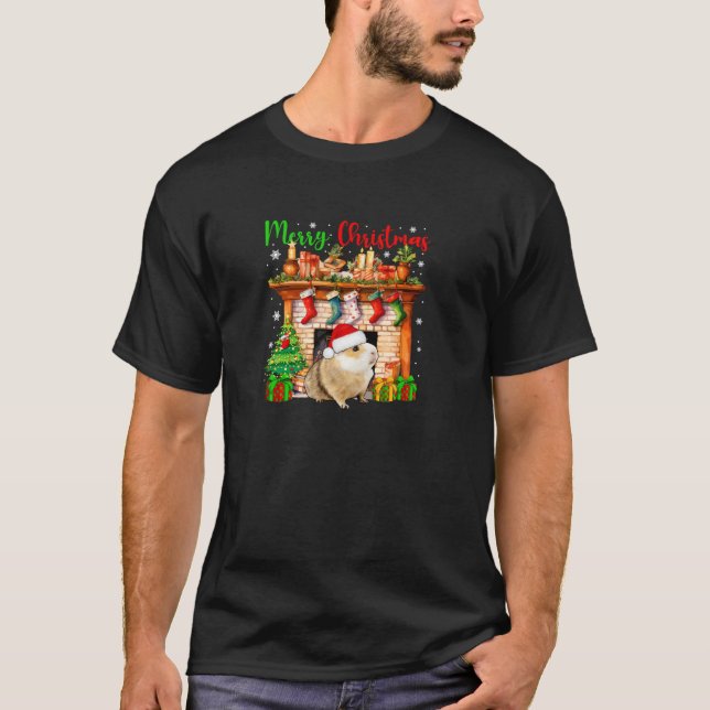 Merry Christmas Santa Guinea Pig Xmas Symbols Love T-Shirt (Front)