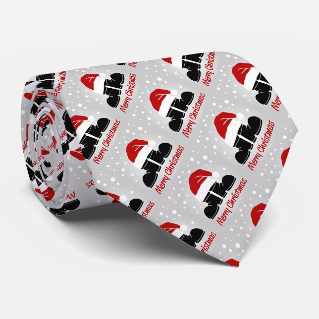 Merry Christmas Santa Hat and Boots Neck Tie (Rolled)