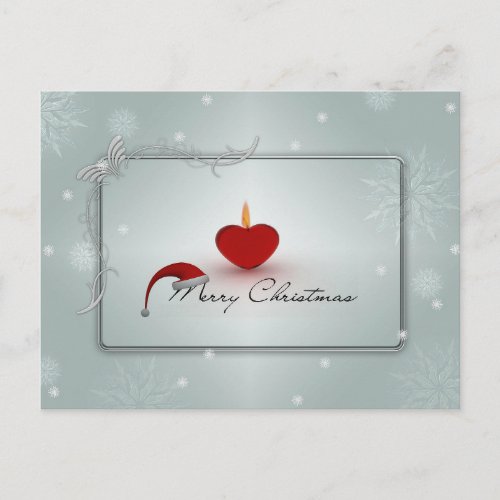 Merry Christmas Santa Hat And Candle Postcard