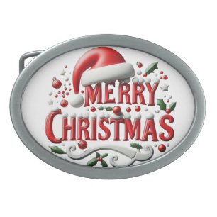 Merry Christmas Santa Hat Belt Buckle