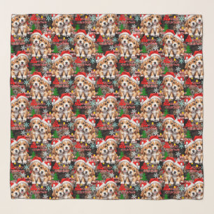 Merry Christmas Santa Hat Dog Puppy Design - Black Scarf
