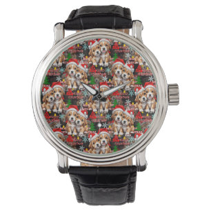 Merry Christmas Santa Hat Dog Puppy Design - Black Watch