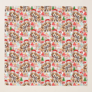 Merry Christmas Santa Hat Dog Puppy Design - White Scarf