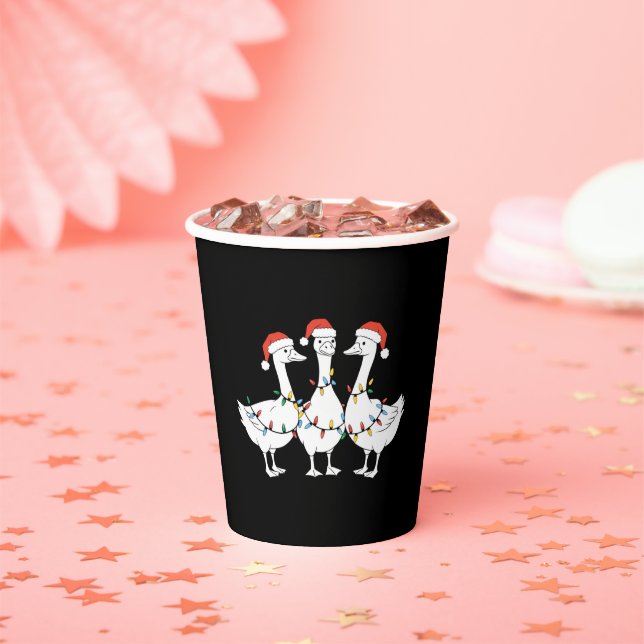 Merry Christmas Santa Hat Ducks Holiday Xmas Duck Paper Cups (Insitu)