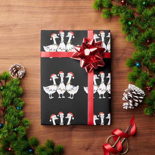 Merry Christmas Santa Hat Ducks Holiday Xmas Duck Wrapping Paper (Holiday Gift)