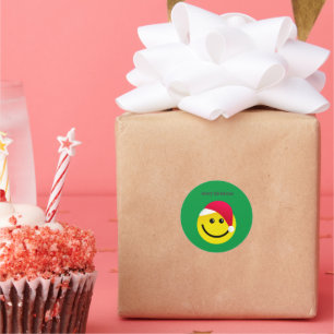 Merry Christmas Santa Hat Emoji Classic Round Stic Classic Round Sticker