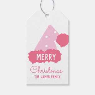 Merry Christmas Santa Hat Family Gift Tags