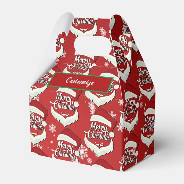 Merry Christmas Santa Hat Gable Favor Boxes (Front Side)