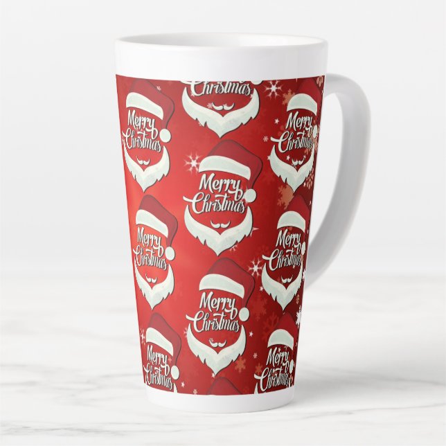 Merry Christmas Santa Hat Latte Mug (Right Angle)