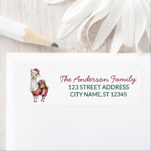 Merry Christmas Santa Hat Llama Return Address La Label