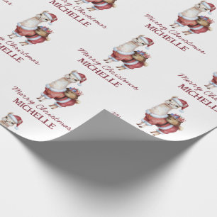Merry Christmas Santa Hat Llama Return Address La Wrapping Paper