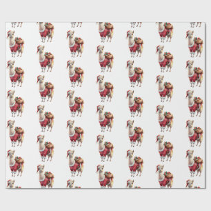 Merry Christmas Santa Hat Llama Return Address La Wrapping Paper