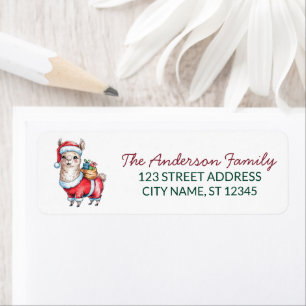 Merry Christmas Santa Hat Llama Return Address Label