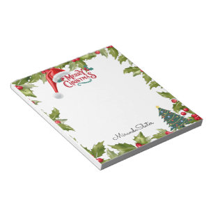Merry Christmas Santa Hat Mistletoe  Notepad