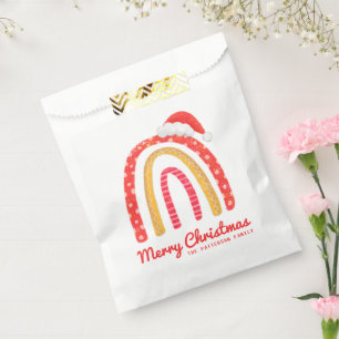 Merry Christmas Santa Hat Rainbow Personalized Favor Bag