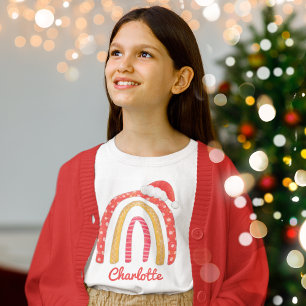 Merry Christmas Santa Hat Rainbow Personalized T-S Tri-Blend Shirt