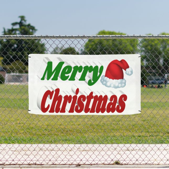 Merry Christmas Santa Hat red green typography Banner (Insitu)