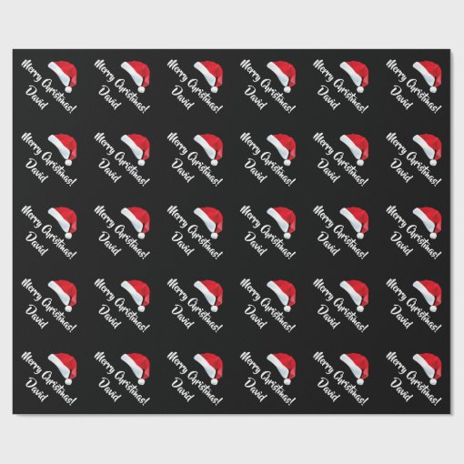 Merry Christmas Santa Hat wrapping paper | Zazzle