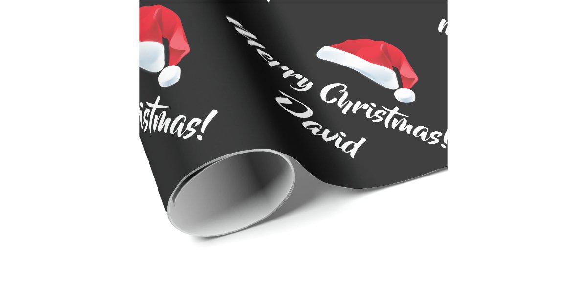 Merry Christmas Santa Hat wrapping paper | Zazzle