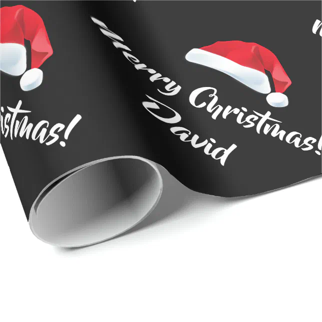 Merry Christmas Santa Hat wrapping paper | Zazzle