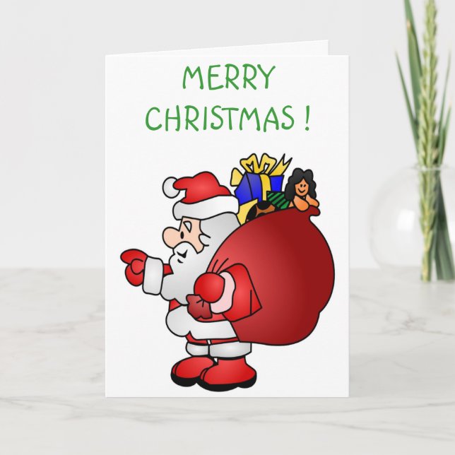 "MERRY CHRISTMAS" SANTA HOLIDAY CARD (Front)