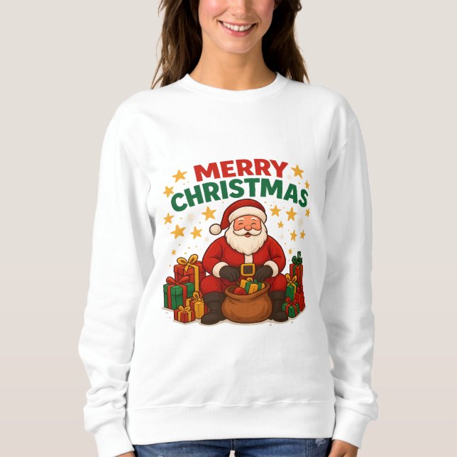Merry Christmas Santa Holiday Sweatshirt Women (Front)