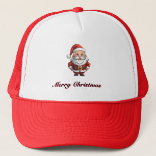 Merry Christmas Santa Illustration Foam Red Color Trucker Hat