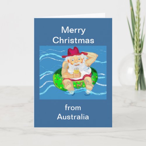 Merry Christmas Santa in Australia Holiday Card