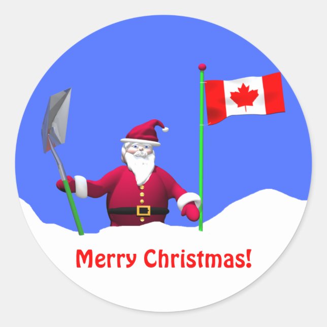 Merry Christmas Santa in Canada Classic Round Sticker (Front)