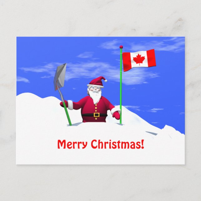 Merry Christmas Santa in Canada Holiday Postcard (Front)