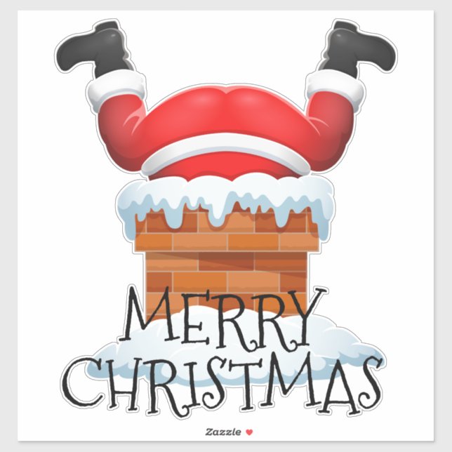 Merry Christmas Santa in Chimney  Sticker (Sheet)