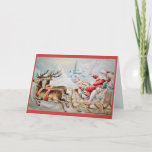 Merry Christmas - Santa In Sleigh Holiday Card at Zazzle