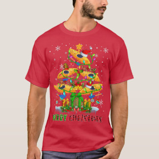Merry Christmas Santa Kayak Boats Xmas Tree Light  T-Shirt