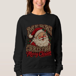 Merry Christmas Santa Leopard Print Sweatshirt