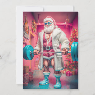 Merry Christmas   Santa Lifts More Than Gifts Holi Holiday Card