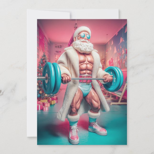 Merry Christmas | Santa Lifts More Than Gifts Holi Holiday Card (Front)