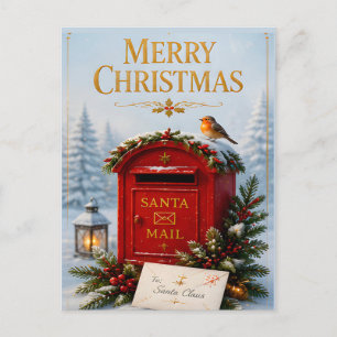 Merry Christmas Santa Mail Winter Holiday Postcard