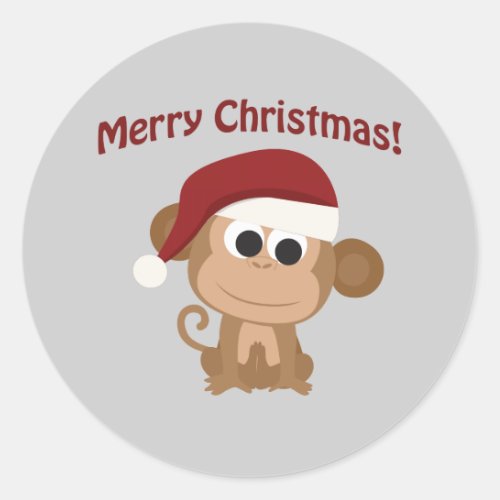 Merry Christmas Santa Monkey Classic Round Sticker