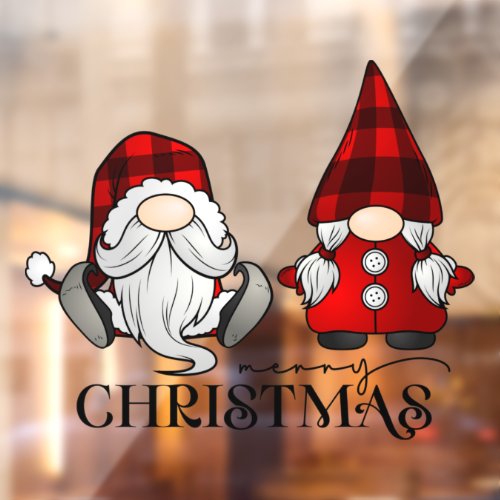 Merry Christmas Santa Mrs Claus Gnomes Business Window Cling