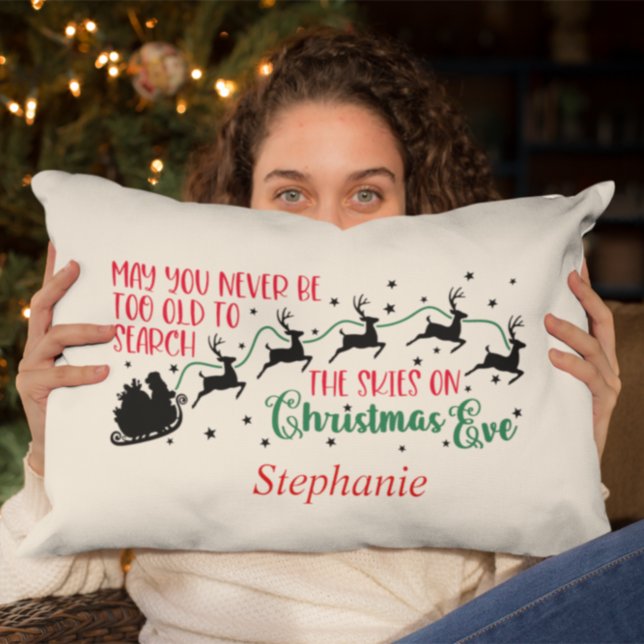 Merry Christmas Santa On His Sledge Silhouette Lumbar Pillow (Creator Uploaded)