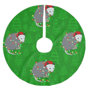 merry christmas santa opossum possum brushed polyester tree skirt
