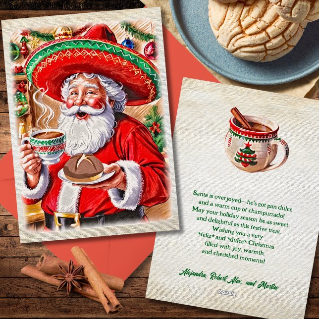 Merry Christmas Santa & Pan Dulce Colorful Mexican Holiday Card (Creator Uploaded)