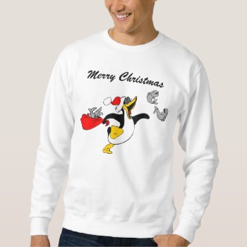 Merry Christmas Santa Penguin And Fish Sweatshirt by santasgrotto at Zazzle