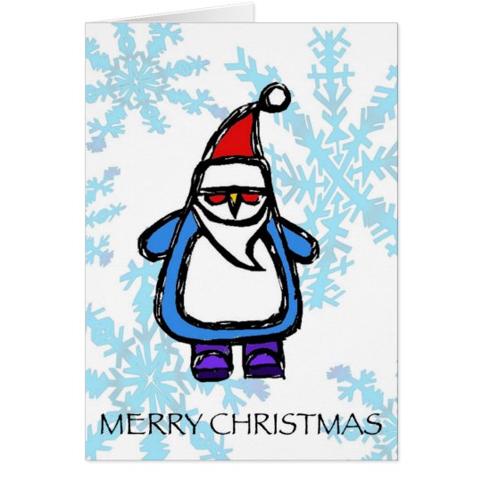 merry christmas - santa penguin card
