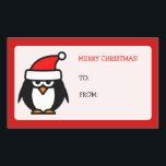 Merry Christmas Santa penguin to from gift labels<br><div class="desc">Merry Christmas gift labels with Santa Claus penguin. Cute cartoon design with Santa hat. Personalize with custom name and greeting. Handy stickers for Holiday presents,  shipping and more. Cheerful design for kids and adults.</div>