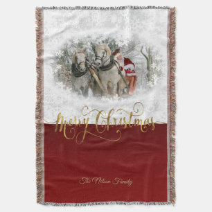 Merry Christmas Santa Photo Throw Blanket