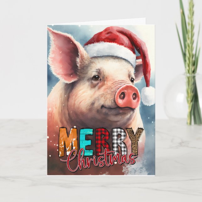 Merry Christmas Santa PIG Card (Front)