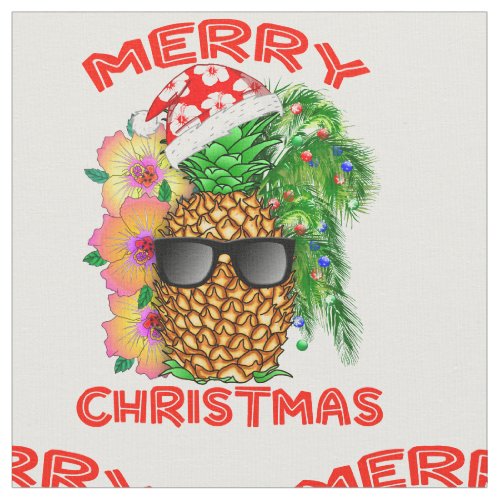 Merry Christmas Santa Pineapple Fabric